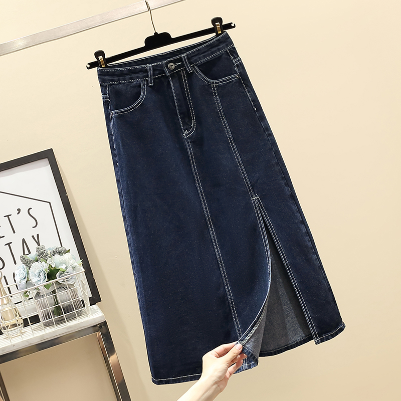 Skirts - Hochtaillierter A-Linien-Midirock aus Denim, vielseitig, mit