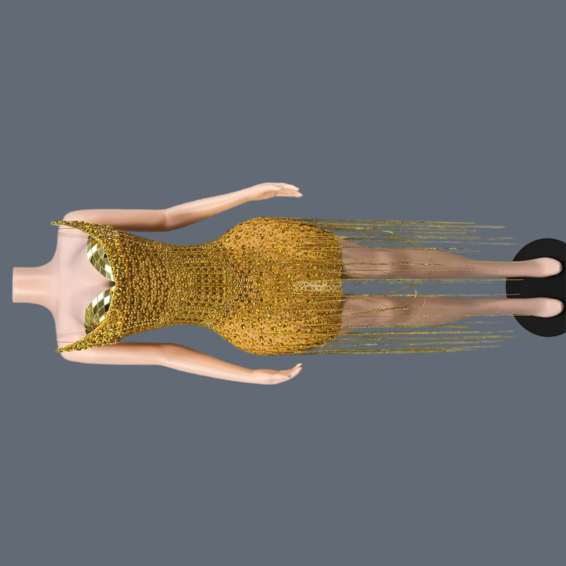 Sparkly Rhinestone Club Party Dress - Geburtstagsfeier Party Gold Luxus Cocktailkleid Funkelndes