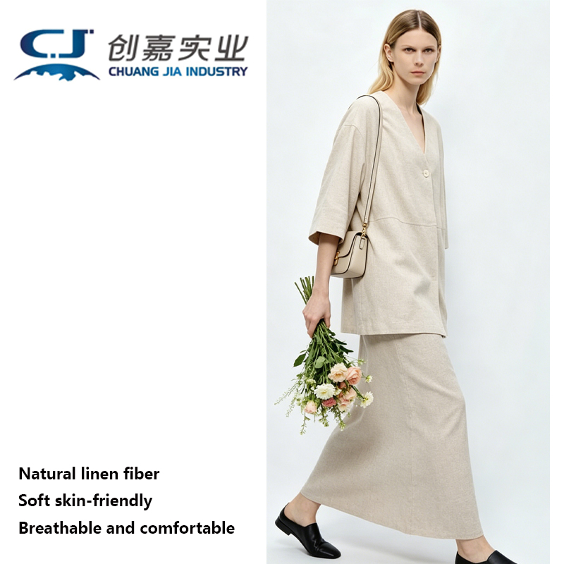 Skirts - Hochwertiger Leinen-Damenanzug: Weißes Hemd und Rock,