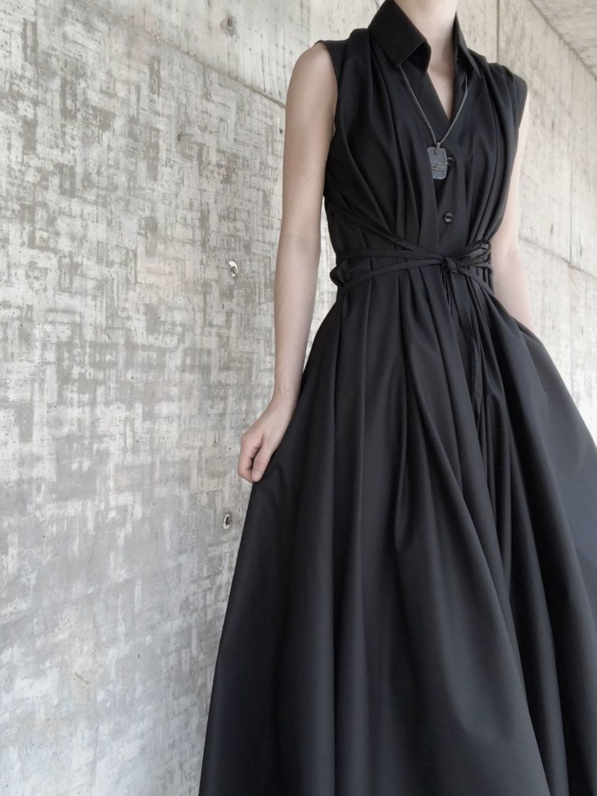 Korean Style A Line Shirt Dress - Dunkles, unregelmäßiges, ultralanges Hemdkleid im eleganten