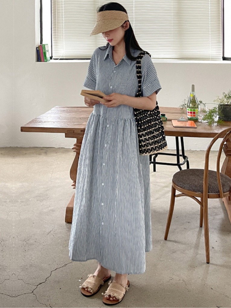 Retro Koreanischer Stil Locker – Casual Loose Linen Shirt Dress Bewertung und Preis
