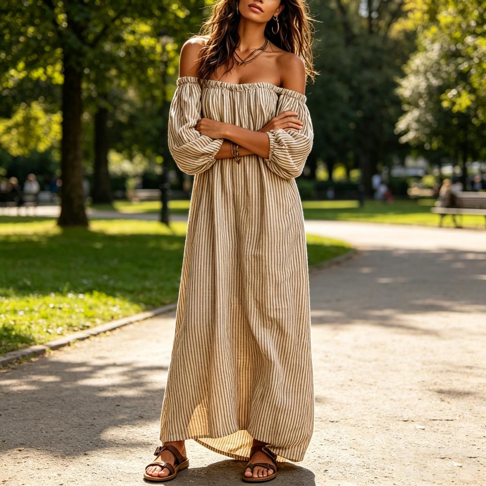Frühling Sommer Damen Off-Shou – Off Shoulder Puff Sleeve Sundress Bewertung und Preis