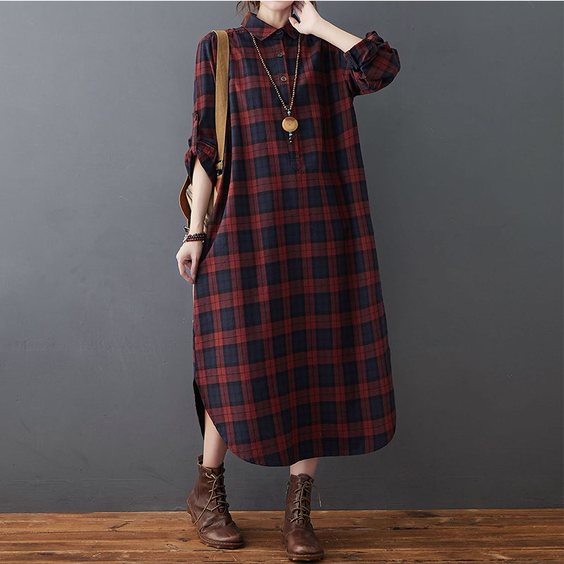 Baumwoll-Leinen-Kleid für Dame – Casual Loose Linen Shirt Dress Bewertung und Preis