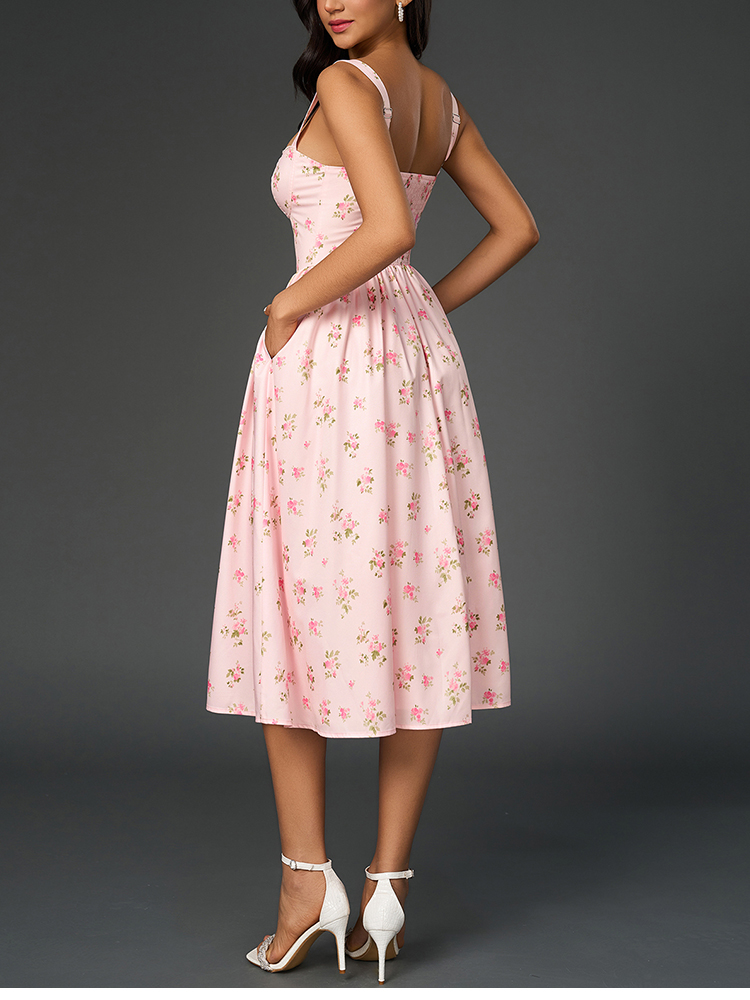 NewAsia Damenkleid mit Blumenm – French Vintage Floral Midi Dress Bewertung und Preis
