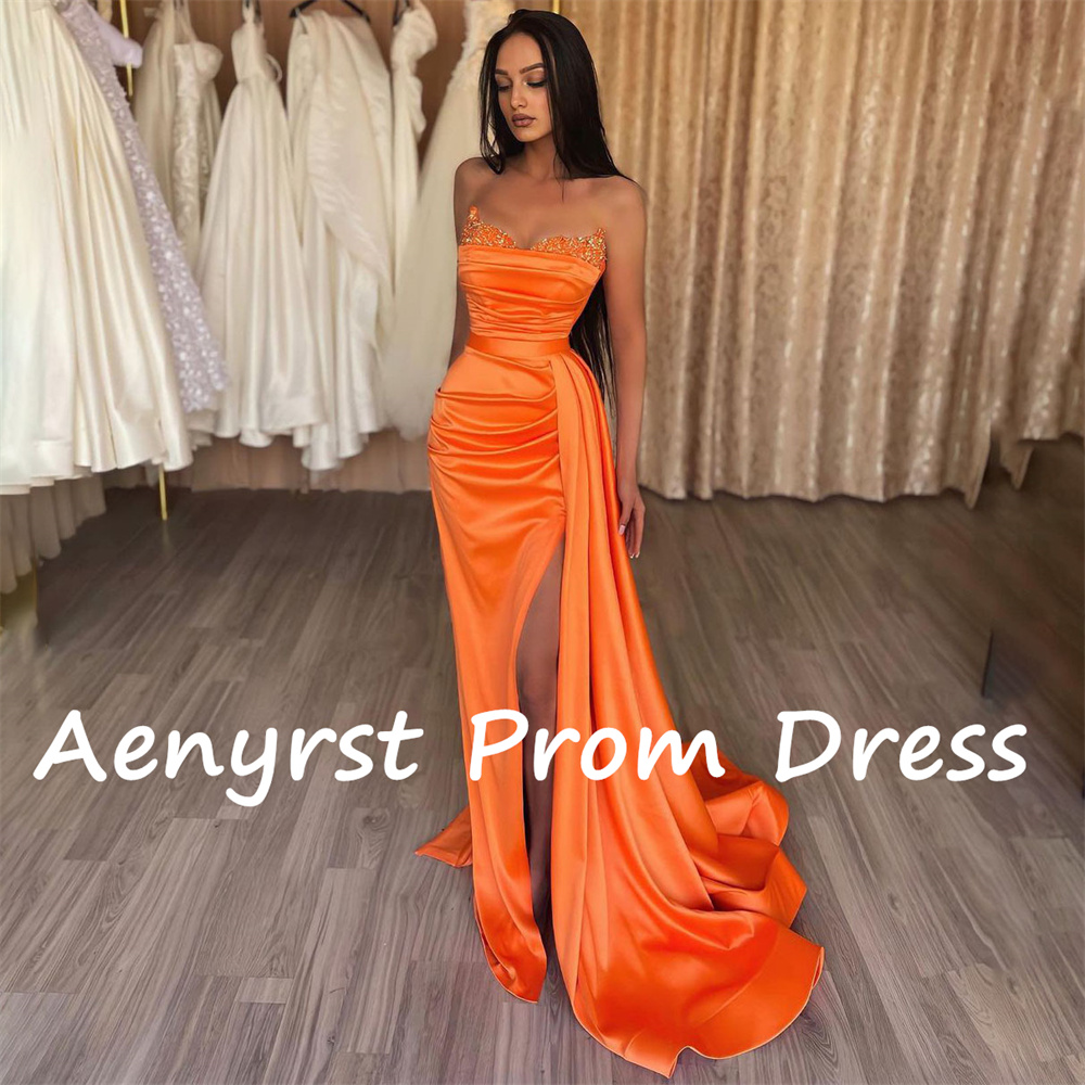 Aenyrst Elegante trägerlose Me – Elegant Satin Evening Gown Split Bewertung und Preis